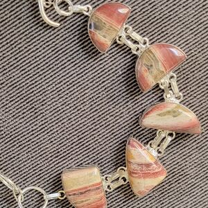 Elegant Silver and Red Stone Bracelet